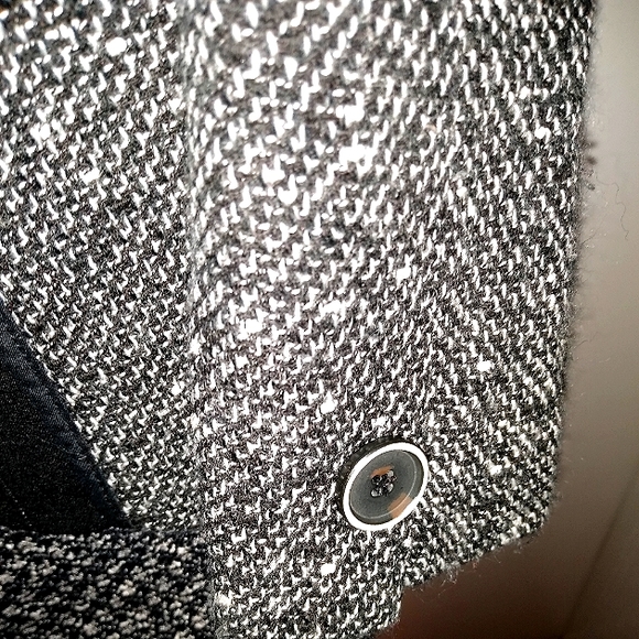 CANVASBACKS 10 TWEED BOUCLE PINSTRIPE BLACK WHITE WOOL BLEND JACKET - Picture 5 of 8